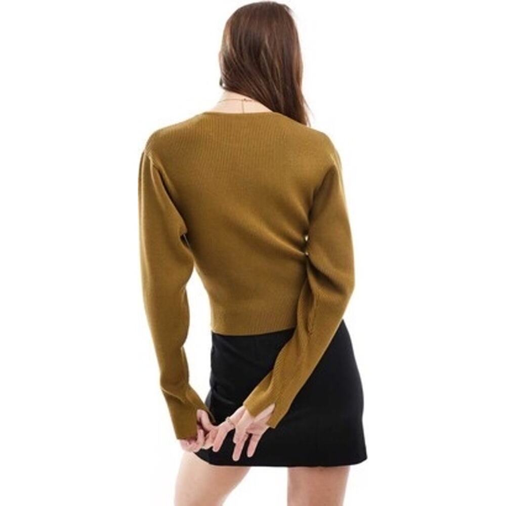 & OTHER STORIES Khaki Ribbed Rib Knit Sweater Top - Picture 5 of 12
